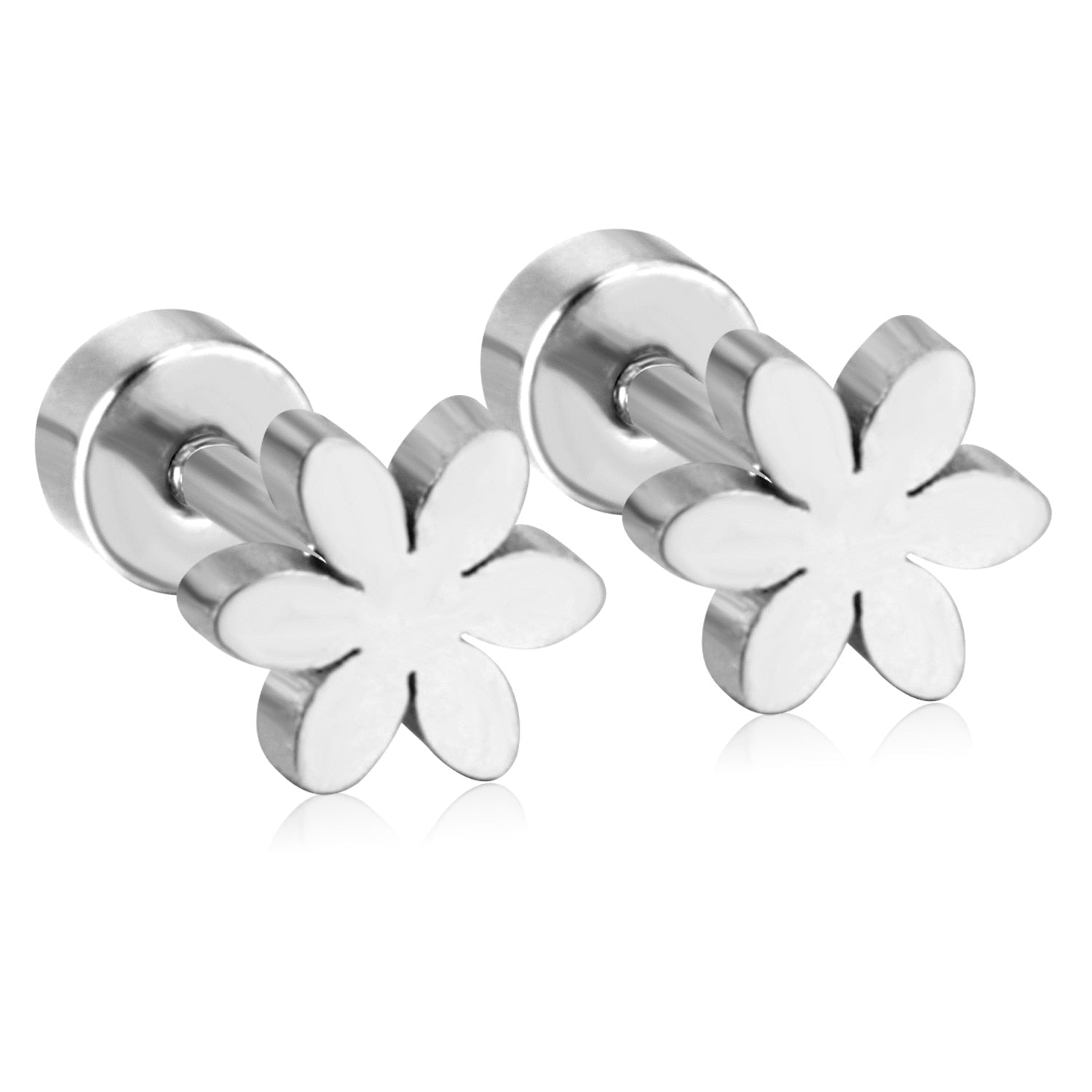 ASON Flower Screw Stud Earrings Newest Trendy Style Gold Color Stainless Steel Dangler for Women/Girl Accessories Mujer asonjewelry